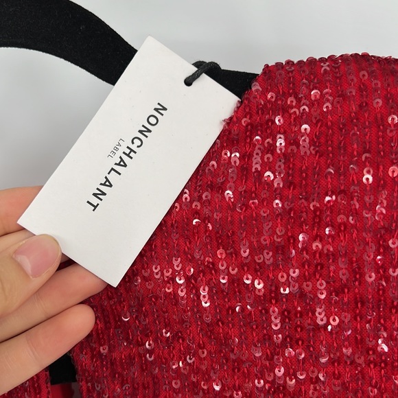 NONchalant Vivi Angle Sequin Top in Red small - Picture 8 of 9